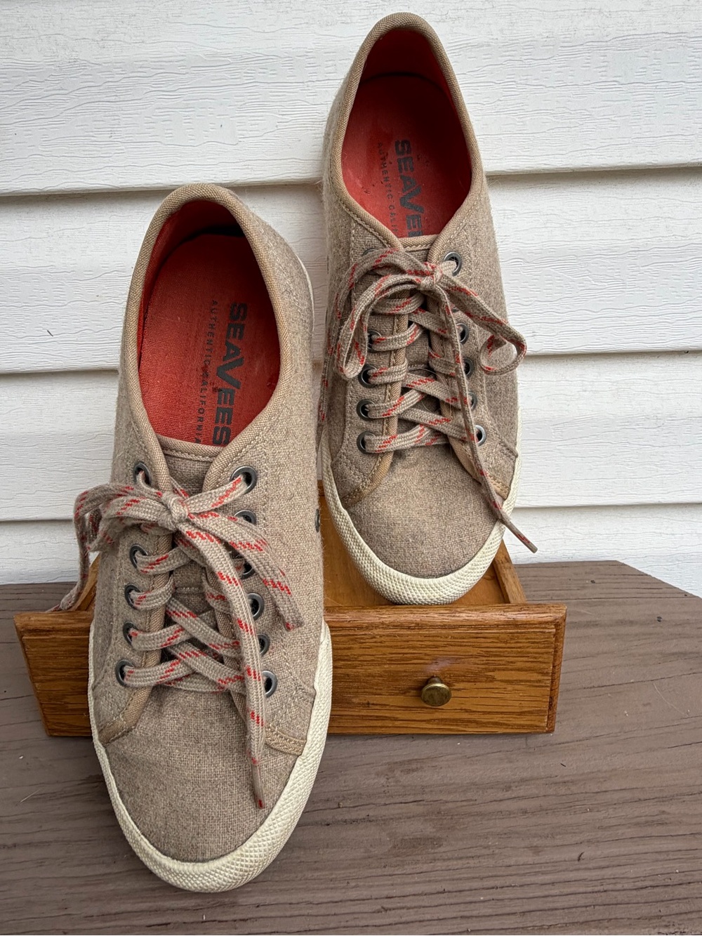 SeaVees Haight Low Top Sneakers Womens 7 Camel Heather Flannel